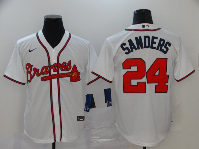 Men's Atlanta Braves Deion Sanders #24 White Jersey